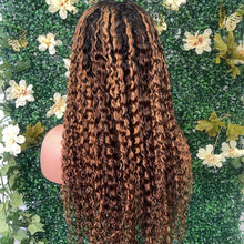 Load image into Gallery viewer, Chocolate brown/ blonde highlight deep wave frontal wig