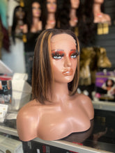 Load image into Gallery viewer, Chocolate brown/ blonde highlight  closure wig
