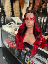 Load image into Gallery viewer, Black/red lace closure body wave wig
