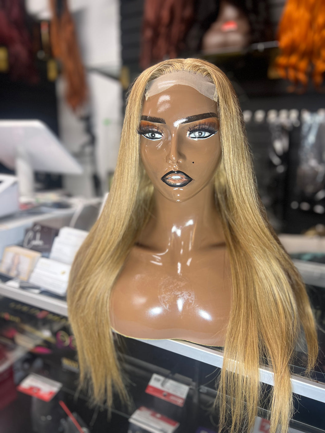 Honey Blonde Straight  Closure Wig